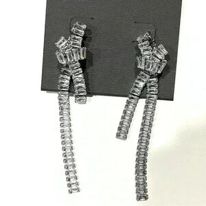 Formal Dangle Earrings silver baguette knot Homecoming Prom